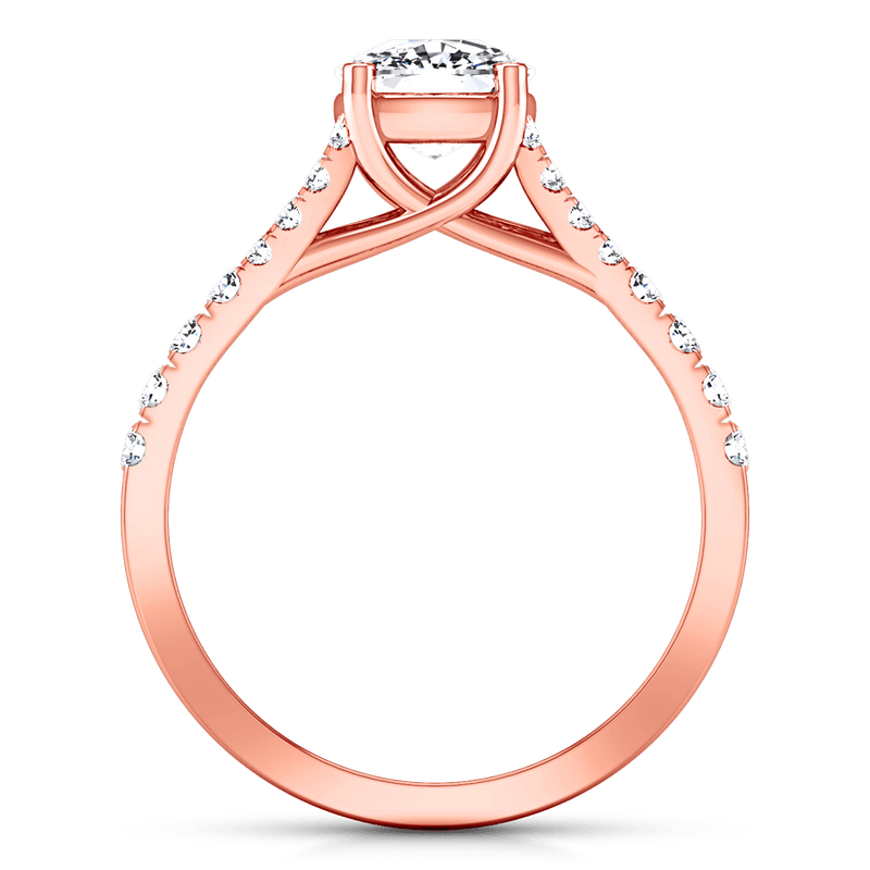Pave Diamond Cushion Cut Engagement Ring Riverton 14K Rose Gold