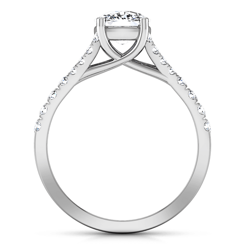 Pave Cushion Cut Diamond Engagement Ring Riverton 14K White Gold