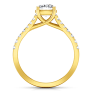 Pave Cushion Cut Engagement Ring Riverton 14K Yellow Gold