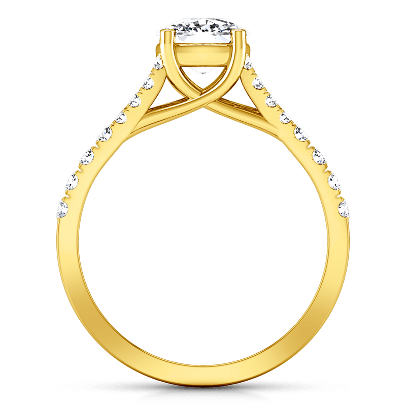 Pave Cushion Cut Engagement Ring Riverton 14K Yellow Gold