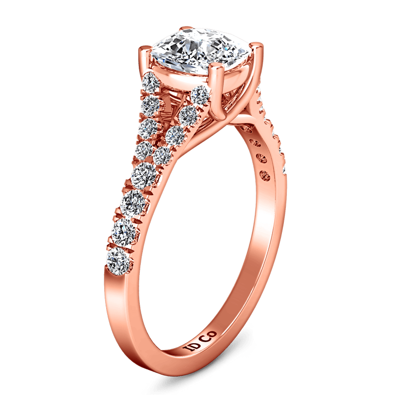 Pave Diamond Cushion Cut Engagement Ring Riverton 14K Rose Gold
