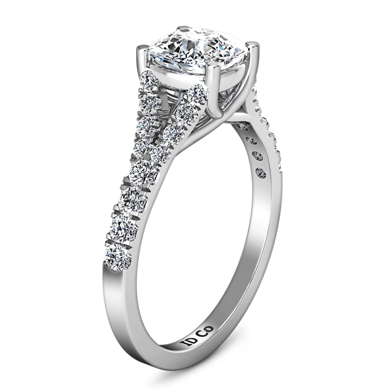 Pave Cushion Cut Diamond Engagement Ring Riverton 14K White Gold