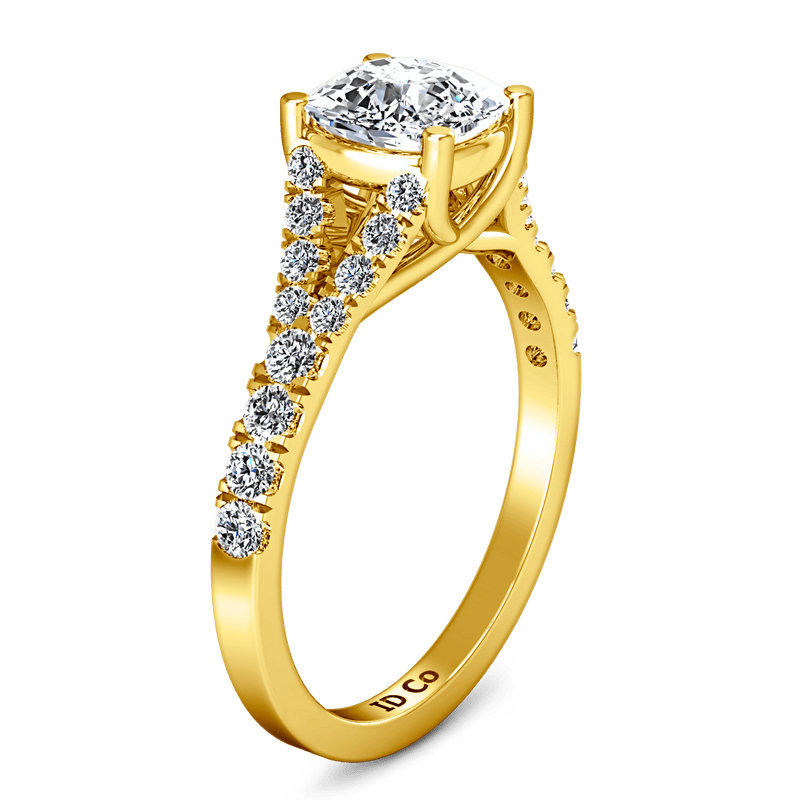 Pave Cushion Cut Engagement Ring Riverton 14K Yellow Gold
