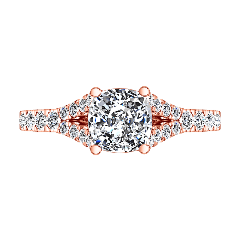 Pave Diamond Cushion Cut Engagement Ring Riverton 14K Rose Gold