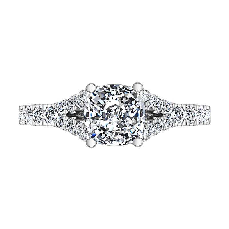 Pave Cushion Cut Diamond Engagement Ring Riverton 14K White Gold