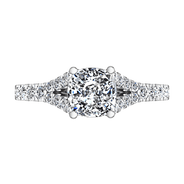 Pave Cushion Cut Diamond Engagement Ring Riverton 14K White Gold