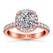 Halo Diamond Cushion Cut Engagement Ring Jessica 14K Rose Gold
