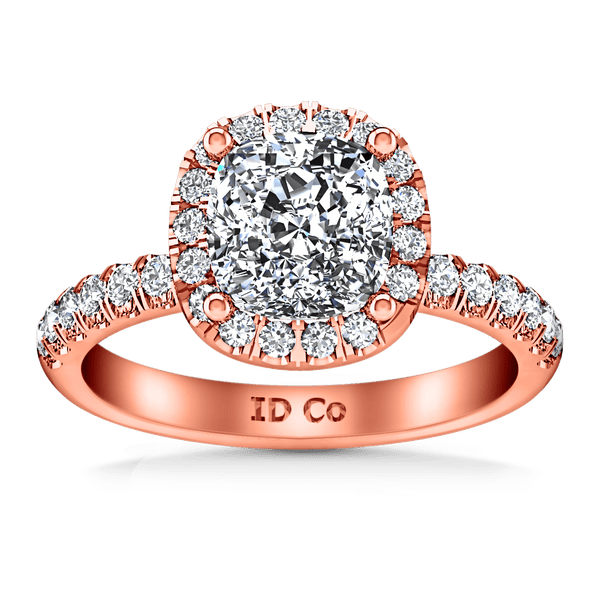 Halo Diamond Cushion Cut Engagement Ring Jessica 14K Rose Gold
