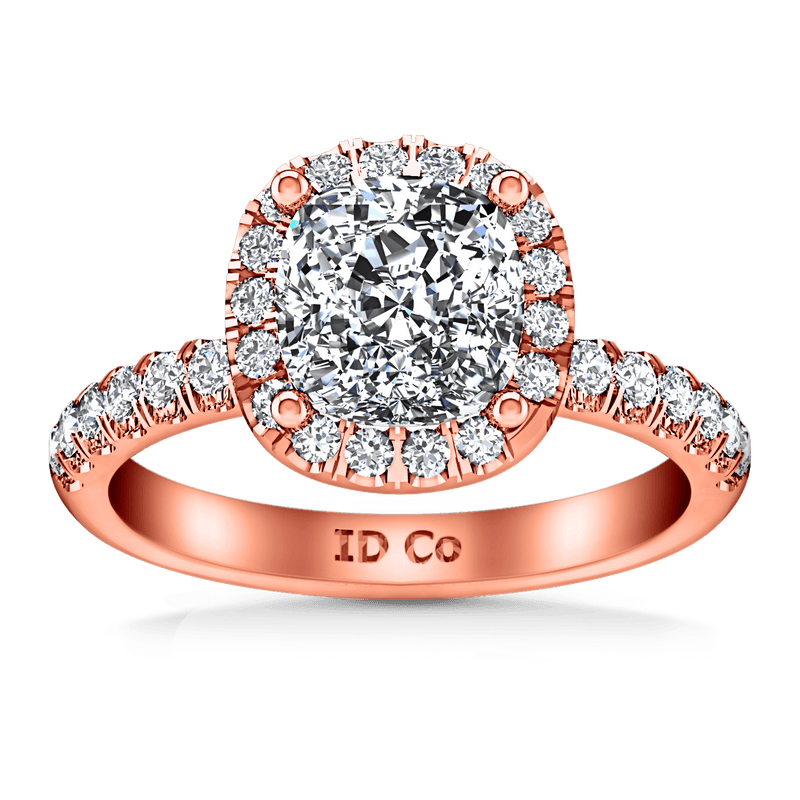 Halo Diamond Cushion Cut Engagement Ring Jessica 14K Rose Gold