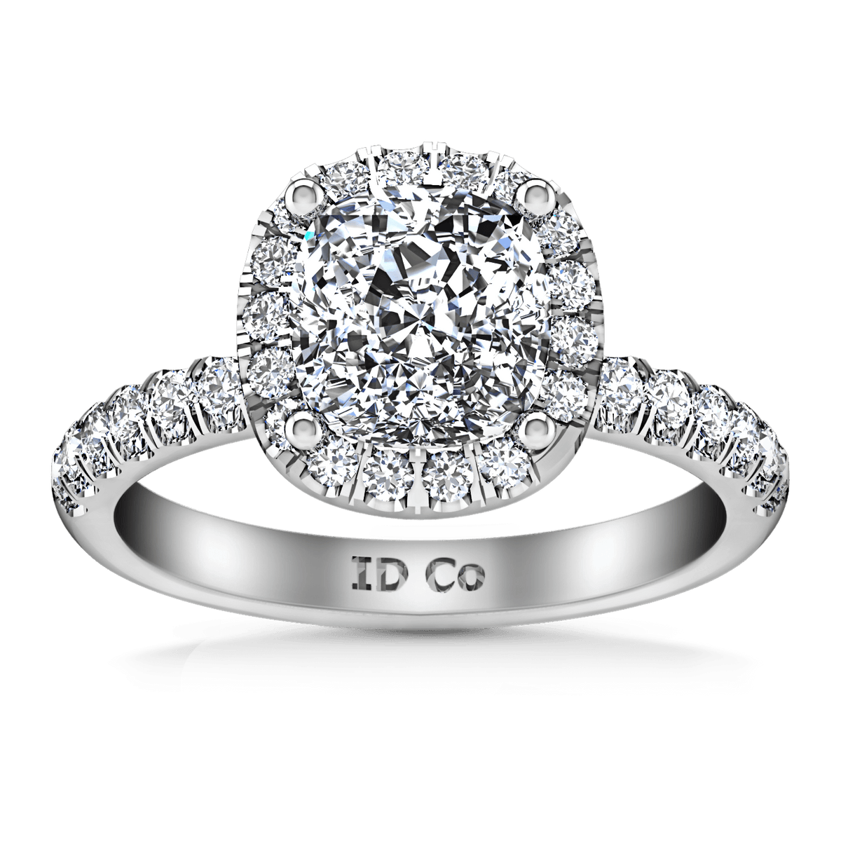 Halo Cushion Cut Diamond Engagement Ring Jessica 14K White Gold