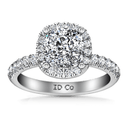Halo Cushion Cut Diamond Engagement Ring Jessica 14K White Gold