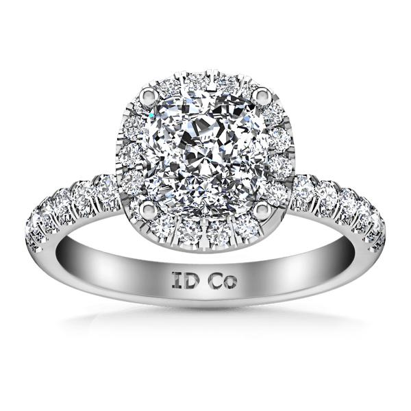 Halo Cushion Cut Diamond Engagement Ring Jessica 14K White Gold