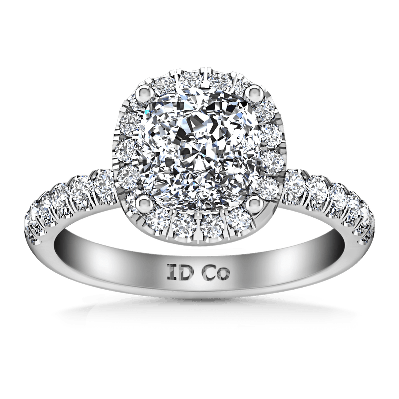Halo Cushion Cut Diamond Engagement Ring Jessica 14K White Gold
