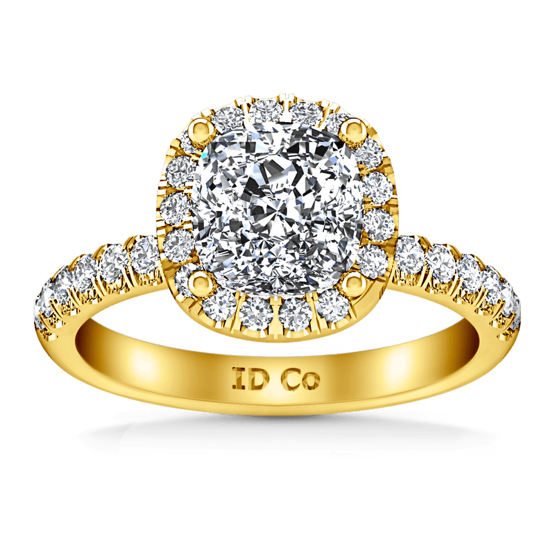 Halo Diamond Cushion Cut Engagement Ring Jessica 14K Yellow Gold