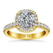 Halo Diamond Cushion Cut Engagement Ring Jessica 14K Yellow Gold