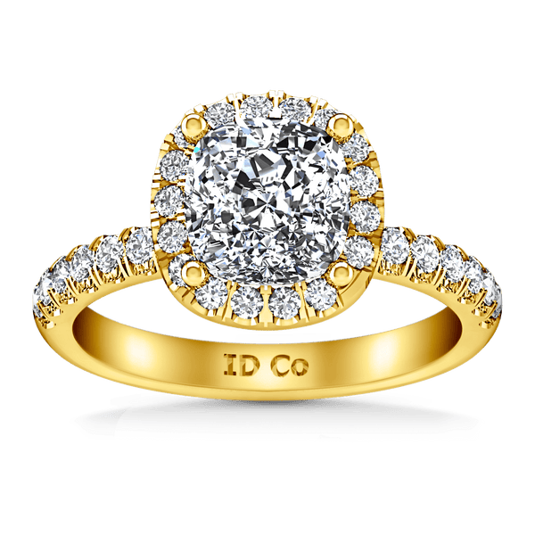 Halo Diamond Cushion Cut Engagement Ring Jessica 14K Yellow Gold