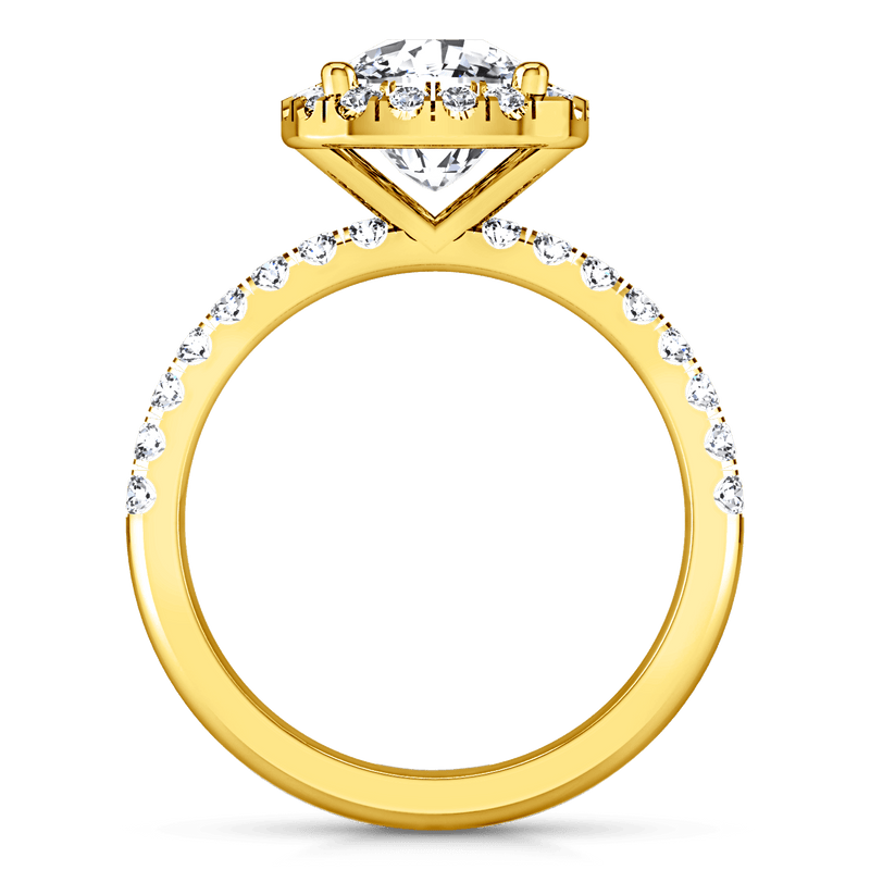 Halo Diamond Cushion Cut Engagement Ring Jessica 14K Yellow Gold