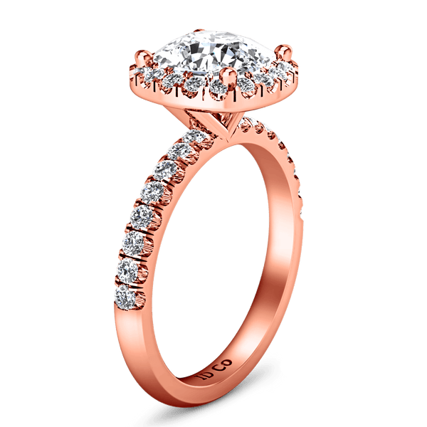 Halo Diamond Cushion Cut Engagement Ring Jessica 14K Rose Gold
