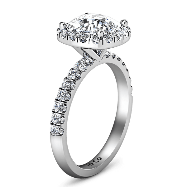 Halo Cushion Cut Diamond Engagement Ring Jessica 14K White Gold