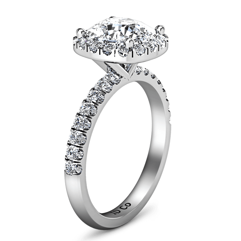 Halo Cushion Cut Diamond Engagement Ring Jessica 14K White Gold
