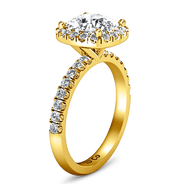 Halo Diamond Cushion Cut Engagement Ring Jessica 14K Yellow Gold