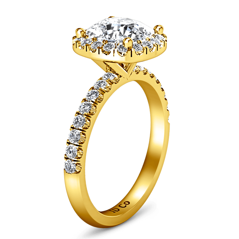 Halo Diamond Cushion Cut Engagement Ring Jessica 14K Yellow Gold