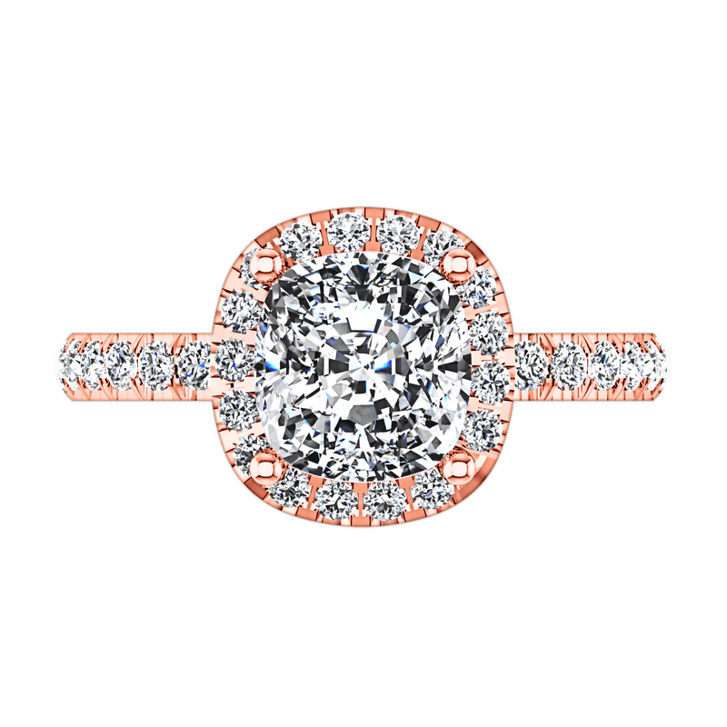 Halo Diamond Cushion Cut Engagement Ring Jessica 14K Rose Gold