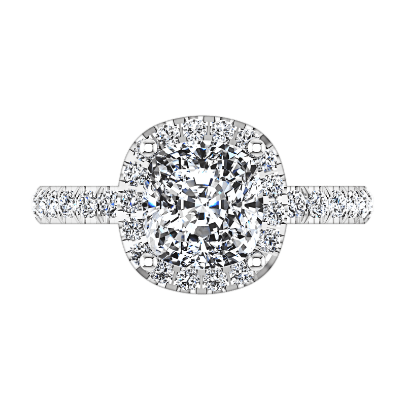 Halo Cushion Cut Diamond Engagement Ring Jessica 14K White Gold