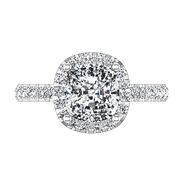 Halo Cushion Cut Diamond Engagement Ring Jessica 14K White Gold