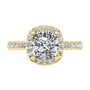 Halo Diamond Cushion Cut Engagement Ring Jessica 14K Yellow Gold