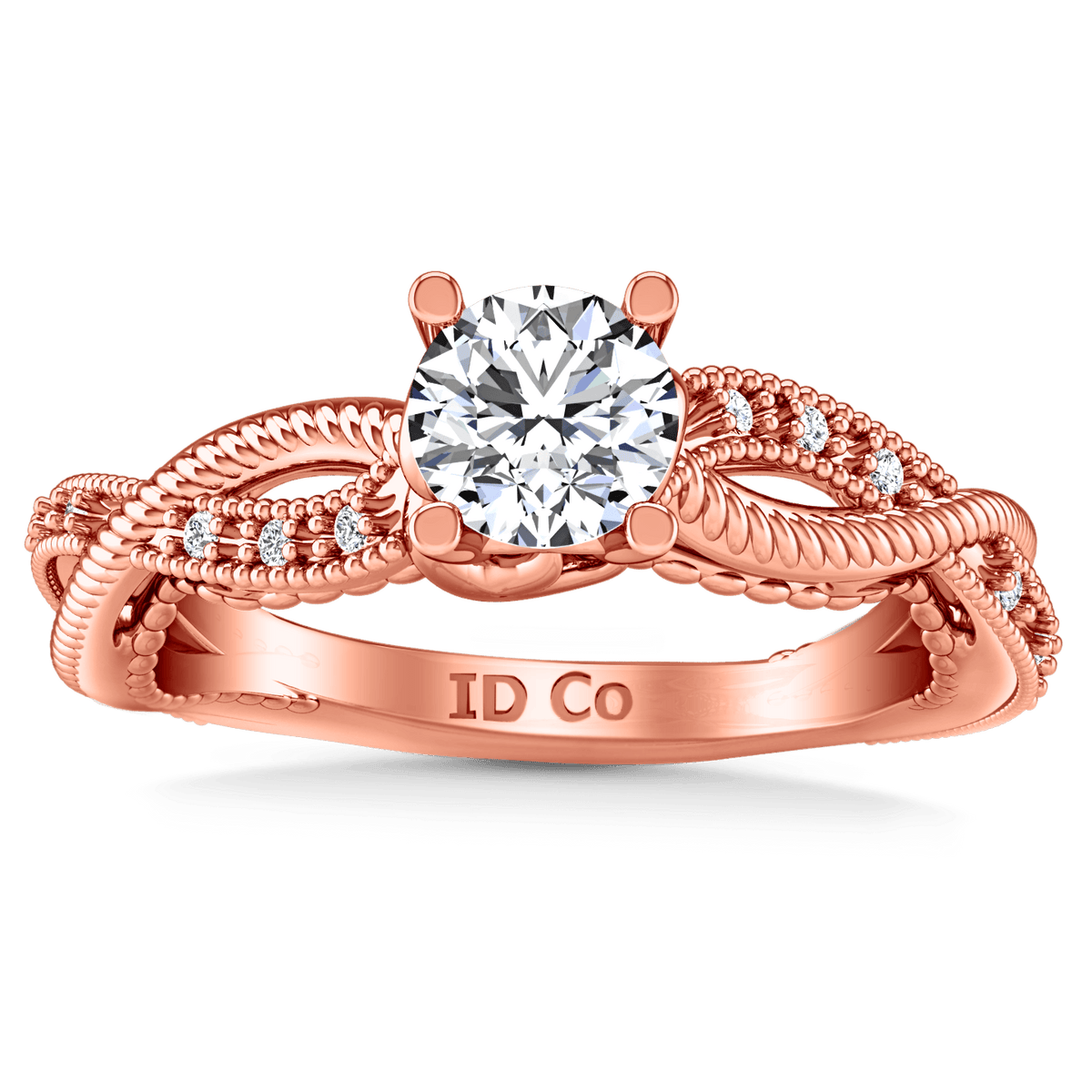 Pave Diamond Engagement Ring Maeve 14K Rose Gold
