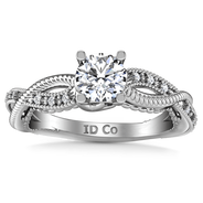 Round Diamond Pave Engagement Ring Maeve 14K White Gold