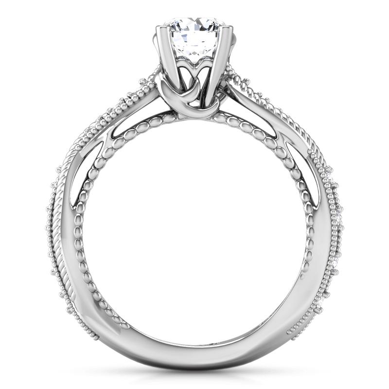 Round Diamond Pave Engagement Ring Maeve 14K White Gold