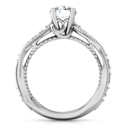 Round Diamond Pave Engagement Ring Maeve 14K White Gold