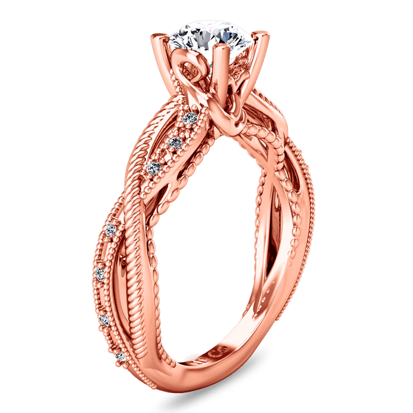 Pave Diamond Engagement Ring Maeve 14K Rose Gold