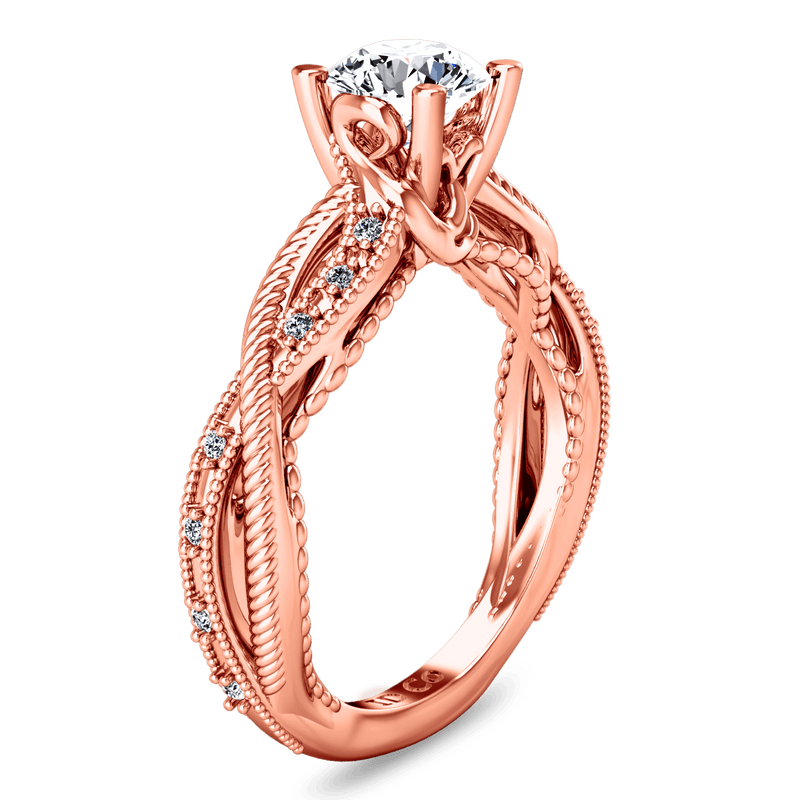 Pave Diamond Engagement Ring Maeve 14K Rose Gold