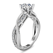Round Diamond Pave Engagement Ring Maeve 14K White Gold