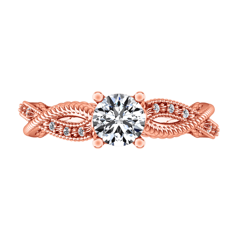 Pave Diamond Engagement Ring Maeve 14K Rose Gold