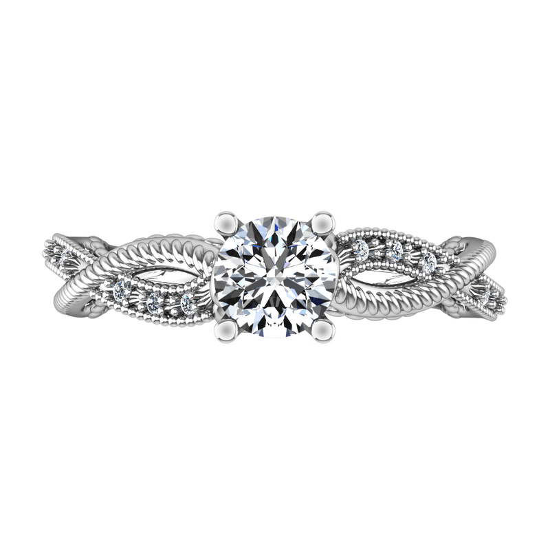 Round Diamond Pave Engagement Ring Maeve 14K White Gold
