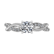 Round Diamond Pave Engagement Ring Maeve 14K White Gold