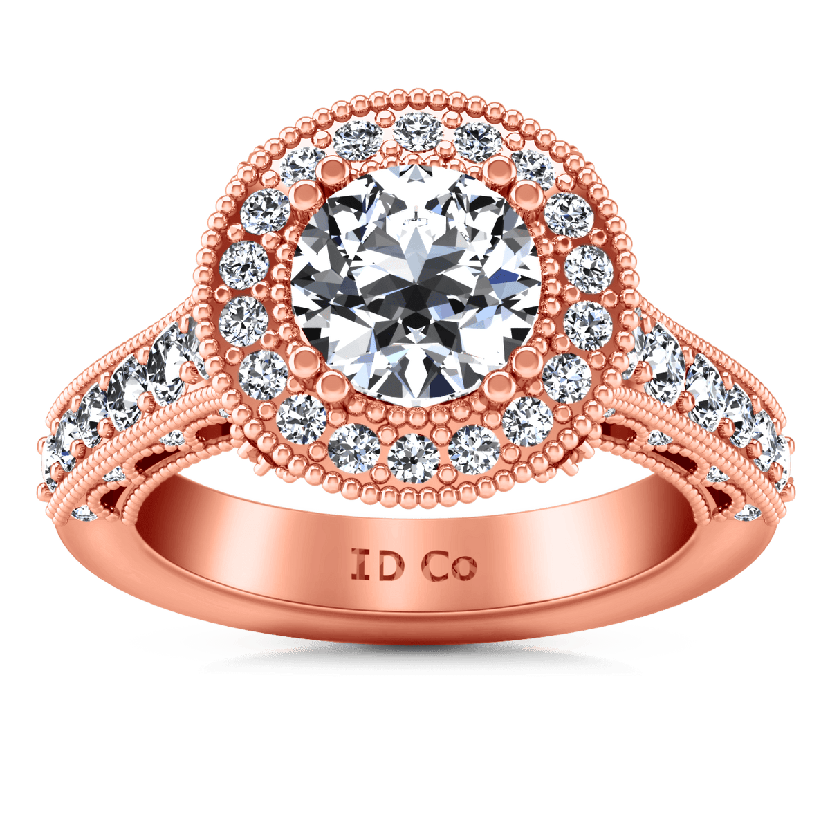 Halo Diamond Engagement Ring Angeline 14K Rose Gold
