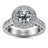 Round Diamond Halo Engagement Ring Angeline 14K White Gold