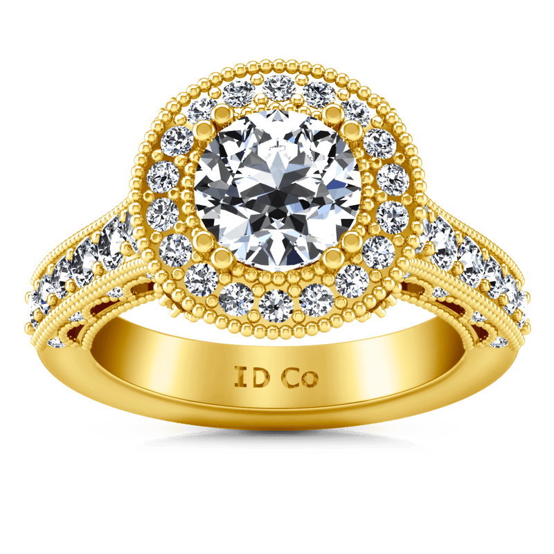 Halo Diamond Engagement Ring Angeline 14K Yellow Gold