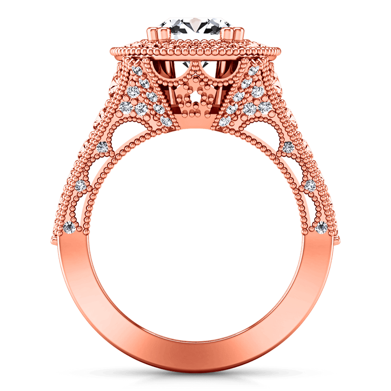 Halo Diamond Engagement Ring Angeline 14K Rose Gold