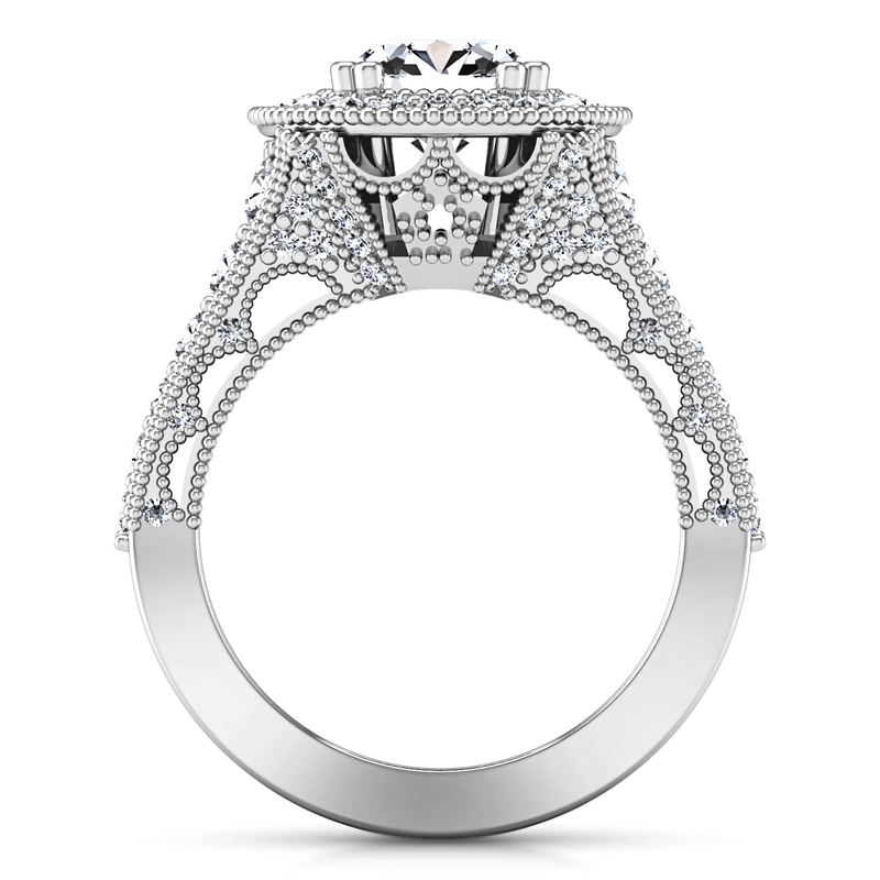 Round Diamond Halo Engagement Ring Angeline 14K White Gold