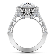Round Diamond Halo Engagement Ring Angeline 14K White Gold