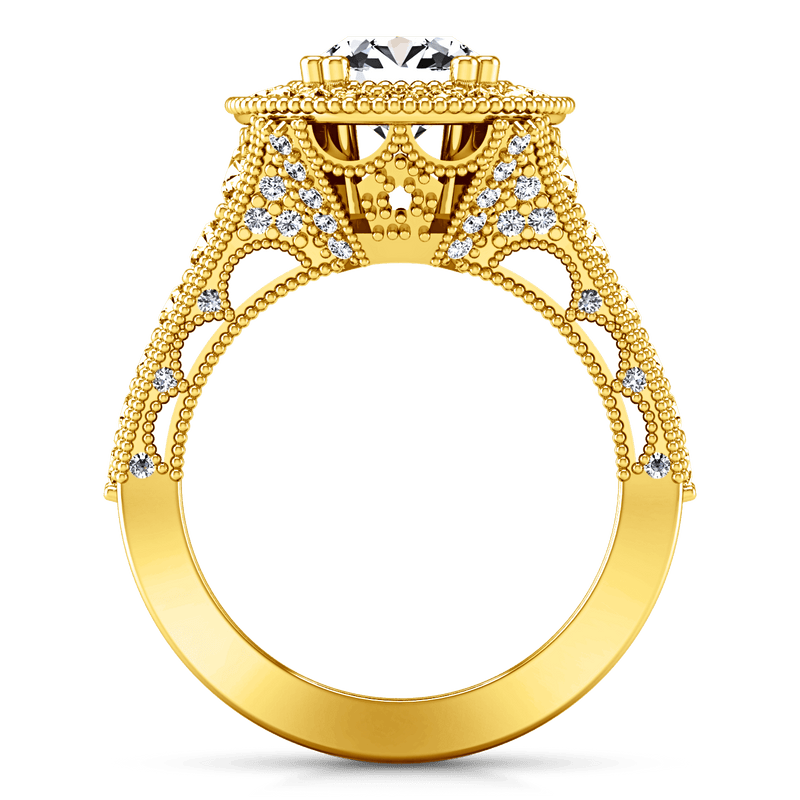 Halo Diamond Engagement Ring Angeline 14K Yellow Gold