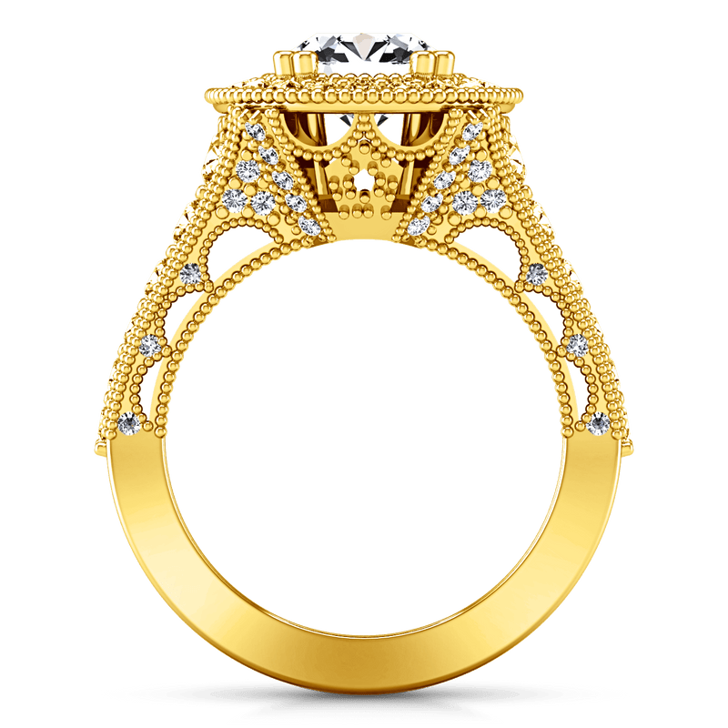 Halo Diamond Engagement Ring Angeline 14K Yellow Gold
