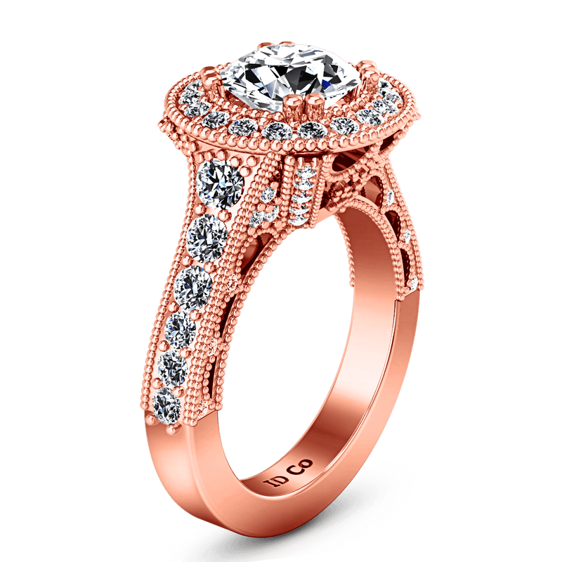 Halo Diamond Engagement Ring Angeline 14K Rose Gold