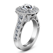 Round Diamond Halo Engagement Ring Angeline 14K White Gold